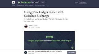 Using your Ledger device with Switcheo Exchange - Medium