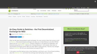 An Easy Guide to Switcheo – NEO Decentralised Exchange - CoinGecko