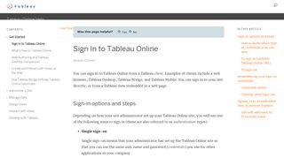 Sign In to Tableau Online - Tableau