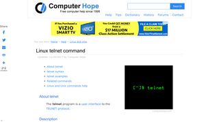 Linux telnet command help and examples - Computer Hope