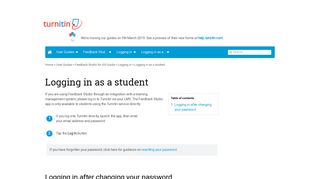 Logging in as a student - Guides.turnitin.com