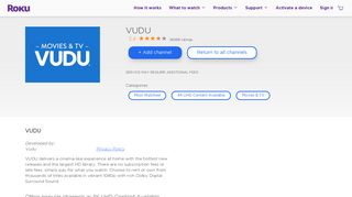 VUDU | Roku Channel Store | Roku