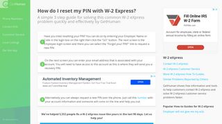 How do I reset my PIN with W-2 Express? | How-To Guide - GetHuman
