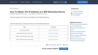 How To Obtain The IP Address of a WD Networked Device - Service