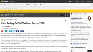 How To Log On To Windows Server 2008 | Symantec Connect ...