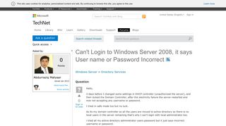Can't Login to Windows Server 2008, it says User name or Password ...