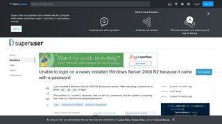 Unable to login on a newly installed Windows Server 2008 R2 ...