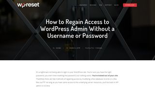 Regain Access to WordPress Admin Without a Username or Password