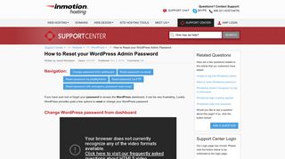 How to Reset your WordPress Admin Password | InMotion Hosting