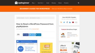 How to Reset a WordPress Password from phpMyAdmin - WPBeginner