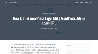 How to Find WordPress Login URL | WordPress Admin Login URL