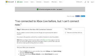 I've connected to Xbox Live before, but I can't connect ... - Xbox Support