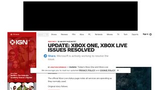 Update: Xbox One, Xbox Live Issues Resolved - IGN