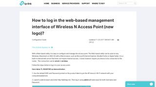 How to log in the web-based management interface of ... - TP-Link
