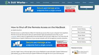 How to Shut off the Remote Access on the MacBook | It Still Works
