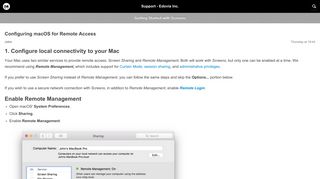Configuring macOS for Remote Access – Support - Edovia Inc.
