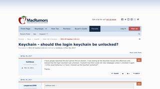 Keychain - should the login keychain be unlocked? | MacRumors Forums