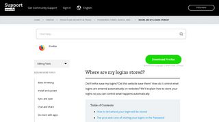 Where are my logins stored? | Firefox Help - Mozilla Support