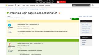 creating a login page in asp.net using C# | The ASP.NET Forums
