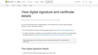 View digital signature and certificate details - Office Support