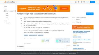 Check if login was successful with Selenium - Stack Overflow