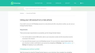 WhatsApp FAQ - Using your old account on a new phone