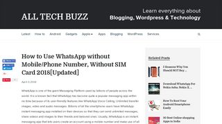 How to Use WhatsApp without Mobile/Phone Number, Without SIM ...