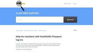 Help for members with HowDidiDo Passport log-ins – CLUB View ...