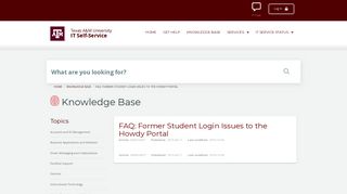 Former Student Login Issues to the Howdy Portal - Login to ServiceNow