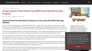 Hungry Howie's Pizza Thanks Fans With Howie Rewards Loyalty ...