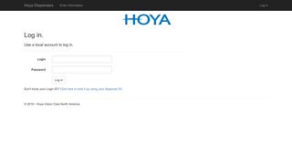 Hoya Dispenser Website: Log in