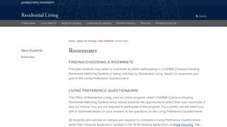Roommates | Student Living | Georgetown University - Residential Living