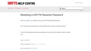 Resetting a HOYTS Rewards Password – HOYTS Support