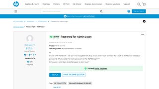 Solved: Password for Admin Login - HP Support Community - 6787766