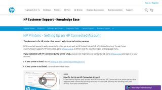 HP Printers - Setting Up an HP Connected Account | HP ... - HP Support