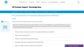 HP Connected Drive Frequently Asked Questions (Android) | HP ...