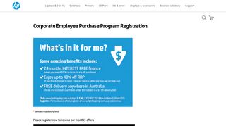 Corporate Employee Purchase Program Registration - HP