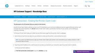 HP Connected - Finding the Printer Claim Code | HP® Customer ...