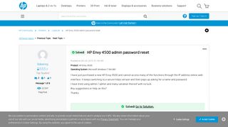 Solved: HP Envy 4500 admin password reset - HP Support Community ...