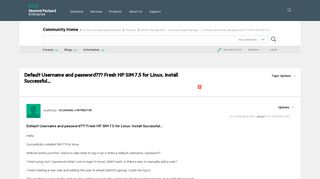 Default Username and password??? Fresh HP SIM 7.5 ... - Hewlett ...