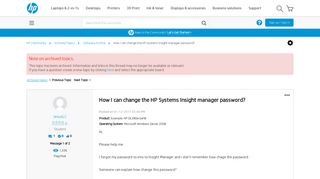 How I can change the HP Systems Insight manager password? - HP ...