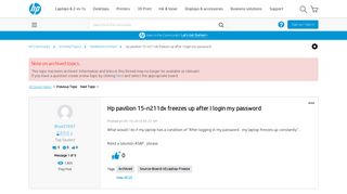 Hp pavilion 15-n211dx freezes up after I login my password - HP ...