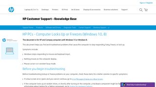 HP PCs - Computer Locks Up or Freezes (Windows 10, 8) - HP Support