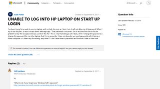 UNABLE TO LOG INTO HP LAPTOP ON START UP LOGIN - Microsoft Community
