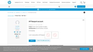 HP Passport account - HP Support Community - 6462296