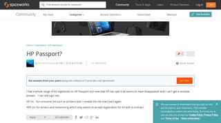 HP Passport? - Spiceworks Community