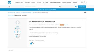 not able to login in hp passport portal - HP Support Community ...