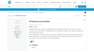 HP Passport account problem - HP Support Community - 6175129