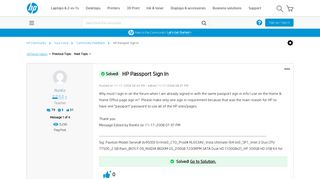 Solved: HP Passport Sign In - HP Support Community - 222