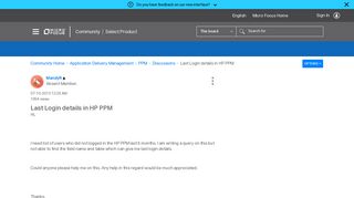 Last Login details in HP PPM - Micro Focus Community